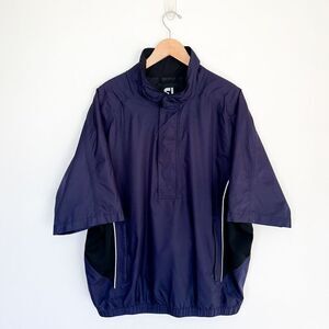 FootJoy Mens Navy and Black DryJoys Short-sleeve Windbreaker Half Zip Popover